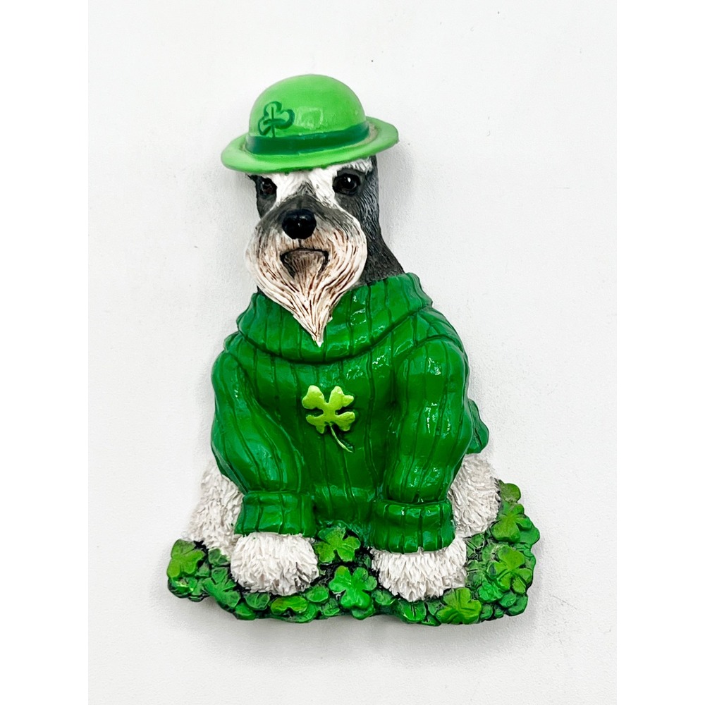 Willabee &‎ Ward St. Patrick's Day Schnauzer Dog Shamrock Hat Irish Magnet READ